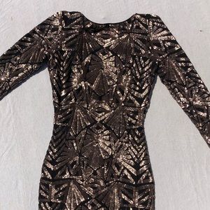 Dress The Population Gold Bronze Mini Dress